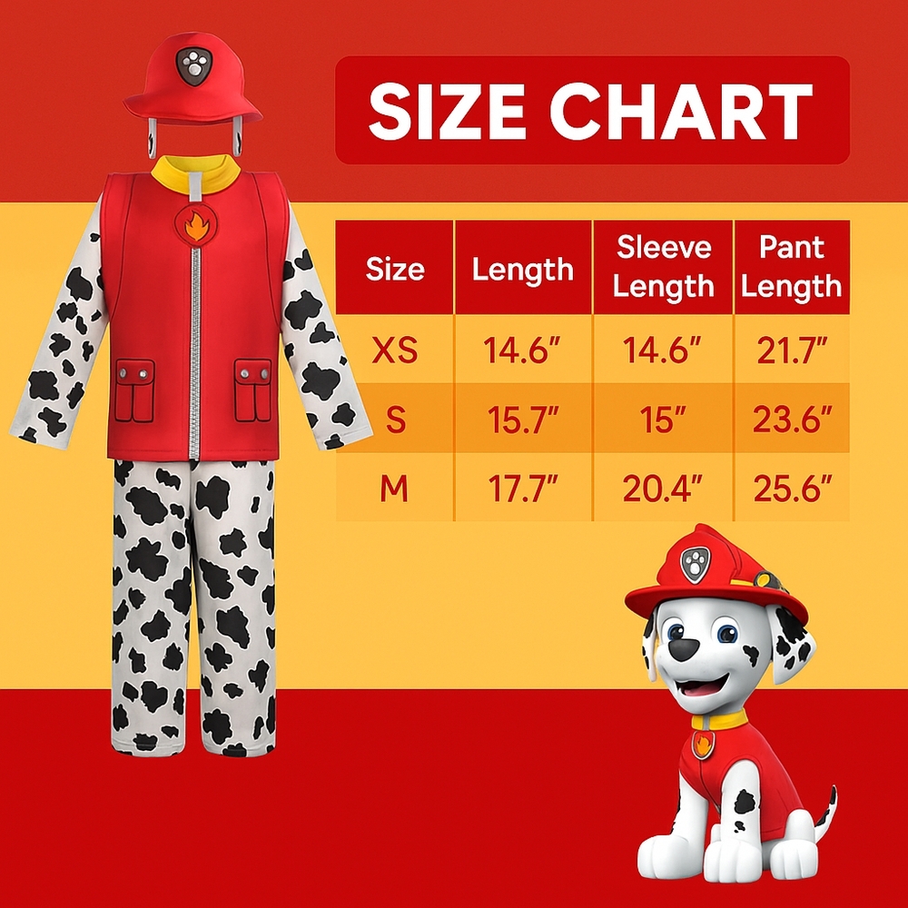 Marshall Dalmatian Paw Patrol Toddler Halloween Costume Boys / Girls Sizes 4T 5T - Picture 8 of 8